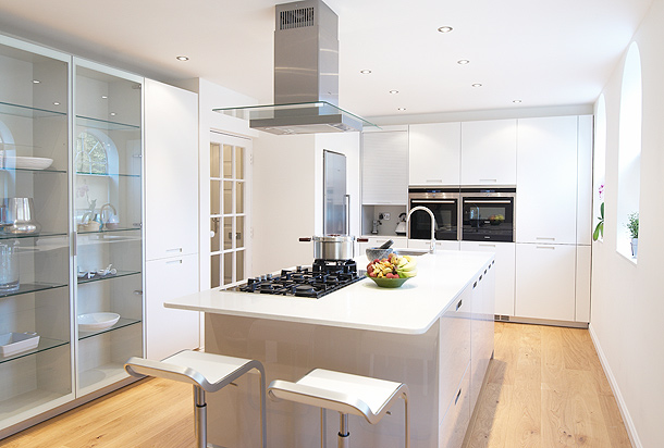 Cocina diseñada por kelvin & co. con mobiliario santos Islas para cocinas modernas